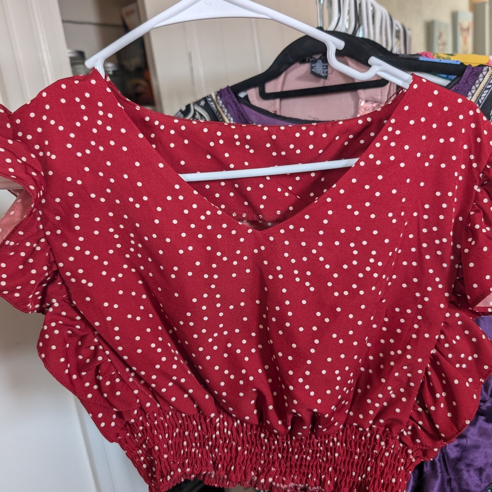 Red Polka Dot Women's Top